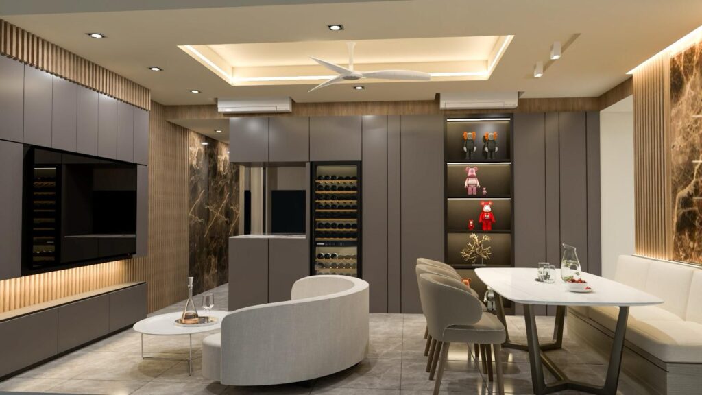 Modern false ceiling design in HDB flat Singapore